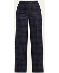 Akris - Fior Check Wool Flannel Wide-Leg Trousers - Lyst