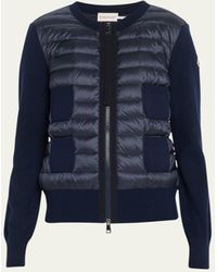 Moncler - Zip-up Wool Cardigan With Puffer Front - Lyst