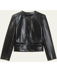 Theory - Cropped Jacket In Faux Patent Leather - Lyst