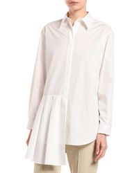 Agnona Luxury Poplin Asymmetric Peplum Shirt - White