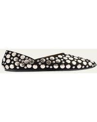 KHAITE - Jane Studded Leather Ballerina Flats - Lyst