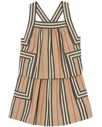 Burberry Girl's Florence Icon Stripe Tiered Romper - Natural