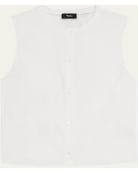 Theory - Cropped Button-front Shell Top - Lyst