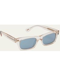 Oliver Peoples - Semi-transparent Acetate & Crystal Rectangle Sunglasses - Lyst