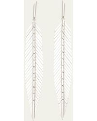 CADAR - 18k White Gold Medium Feather Drop Earrings - Lyst