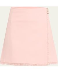 Burberry - Pleated Mini Skirt With Belted Detail - Lyst