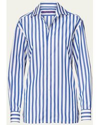 Ralph Lauren Collection - Capri Striped Cotton Blouse - Lyst