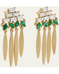 Ileana Makri - 18k Yellow Gold Grass Spike Earrings With Diamonds And Emeralds - Lyst