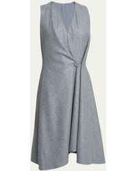 Givenchy - Wool Felt Wrap Dress With Side Draped Detail - Lyst