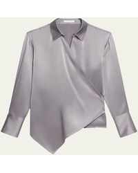 Helmut Lang - Relaxed Silk Wrap Shirt - Lyst