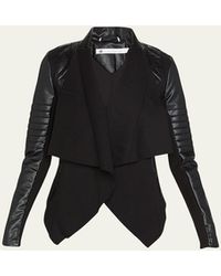 BLANC NOIR - Drape-front Quilted Faux-leather Jacket - Lyst
