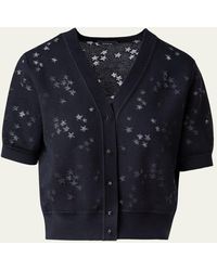Akris - Wool-silk Blend Knit Short Cardigan With Stars Intarsia Detail - Lyst