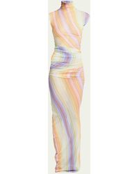 Missoni - Printed High-neck Tulle Ruched Maxi Dress - Lyst