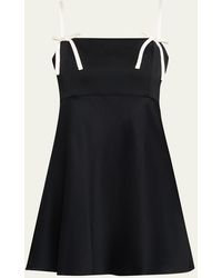 Alice + Olivia - Morgan Babydoll Bow Detail Mini Dress - Lyst