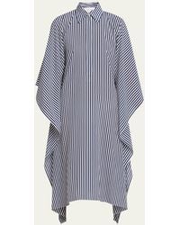 Michael Kors - Stripe Midi Silk Caftan Shirt Dress - Lyst