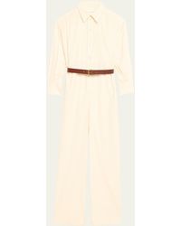 Saint Laurent - Belted Cotton Satin Safari Dress - Lyst