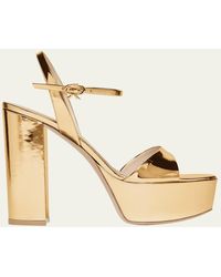 Gianvito Rossi - Metallic Ankle-Strap Platform Sandals - Lyst