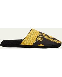 Versace - Baroque-print Cotton-terry Slippers - Lyst