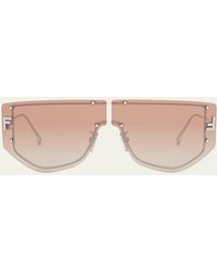 Fendi - Embellished F Metal Shield Sunglasses - Lyst