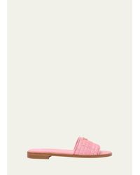 Prada - Triangle Logo Raffia Flat Slide Sandals - Lyst