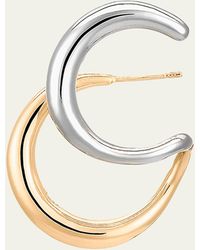 Charlotte Chesnais - Curl Double Huggie Earring In Bicolor Gold And Silver - Lyst