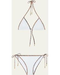 Burberry - Check-trimmed Two-piece Bikini Set - Lyst