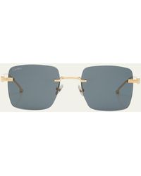 Cartier - Rimless Rectangle Metal Sunglasses - Lyst