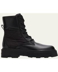 Moncler - Aurea Quilted-Inset Leather Ankle Boots - Lyst