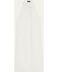 Theory - Halter Button-front Sleeveless Collared Midi Dress - Lyst