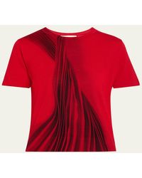 Jason Wu - Dancing Pleat Printed Short-Sleeve Knit Top - Lyst