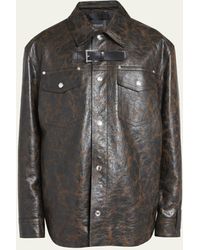Versace - Crackled Leather Caban Coat - Lyst