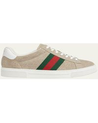 Gucci - Ace Suede Monogram Low-top Sneakers - Lyst