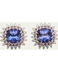 Paul Morelli - White Gold Pinpoint Stud Earrings With Diamond And Tanzanite - Lyst
