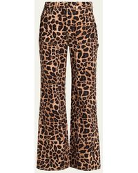 Veronica Beard - Taylor High-Rise Wide-Leg Leopard Jeans With Chaps - Lyst
