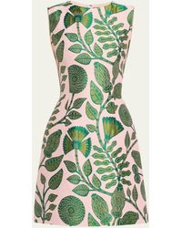 Andrew Gn - Leaf Print Mini Dress - Lyst