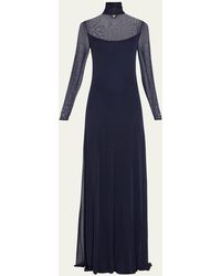 Ralph Lauren Collection - Sheer Turtleneck Knit Column Evening Dress - Lyst
