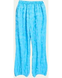 Balenciaga - Floral Satin Jacquard Wide-Leg Pajama Pants - Lyst
