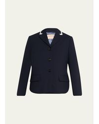 Marni - Contrast Ribbed Lapel Single-Breasted Blazer Jacket - Lyst