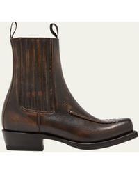 Hereu - Agulla Leather Square-toe Chelsea Booties - Lyst