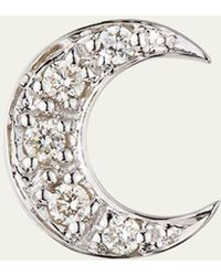Sydney Evan - 14k Pave Diamond Crescent Moon Single Stud Earring - Lyst