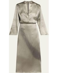 Giorgio Armani - Ombre Print Silk Long-Sleeve Midi Dress - Lyst