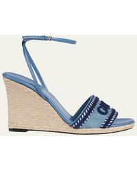 Gucci - Ines Logo Denim Wedge Espadrilles - Lyst