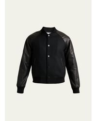Givenchy - Mixed Material Wool And Leather Bomber Jacket - Lyst