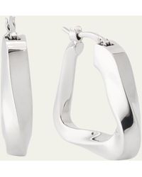 Bottega Veneta - Sterling Silver Twisted Hoop Earrings - Lyst