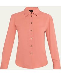Giorgio Armani - Silk Slim Button-Down Blouse - Lyst