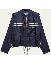 Prada - Re-Nylon Stripe Hooded Jacket - Lyst