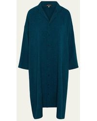 Eskandar - Damask Cloque Wide A-Line Double-Stand Collar Shirtdress - Lyst
