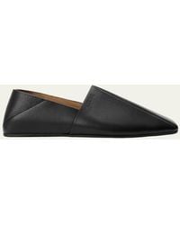 Loewe - Origami Leather Square-Toe Slippers - Lyst