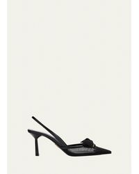 Prada - 75Mm Modellerie Bow Mesh Slingback Pumps - Lyst