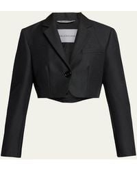 Balenciaga - Single-Breasted Wool Twill Crop High-Low Jacket - Lyst